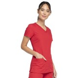 WW645 Workwear Originals V-Neck Top with Knit Panels by Cherokee