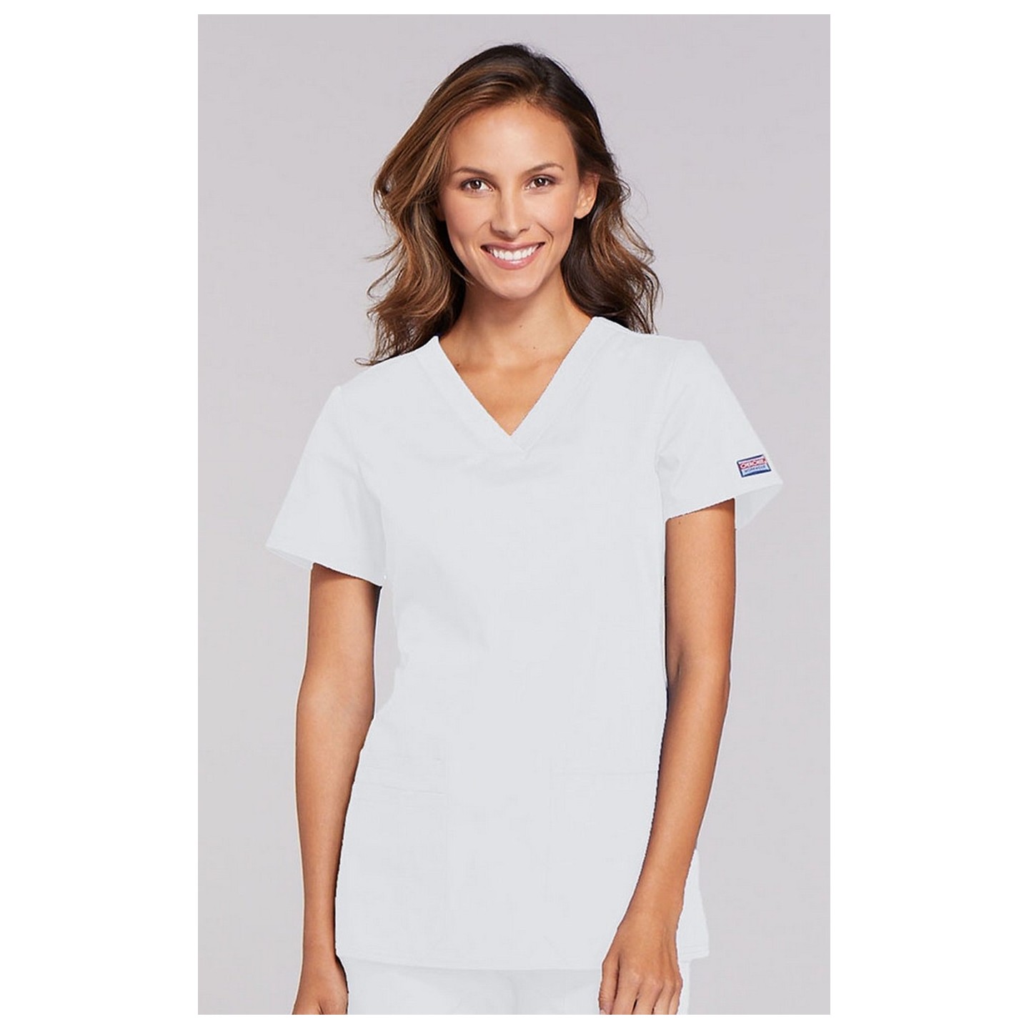 WW645 Workwear Originals V-Neck Top with Knit Panels by Cherokee