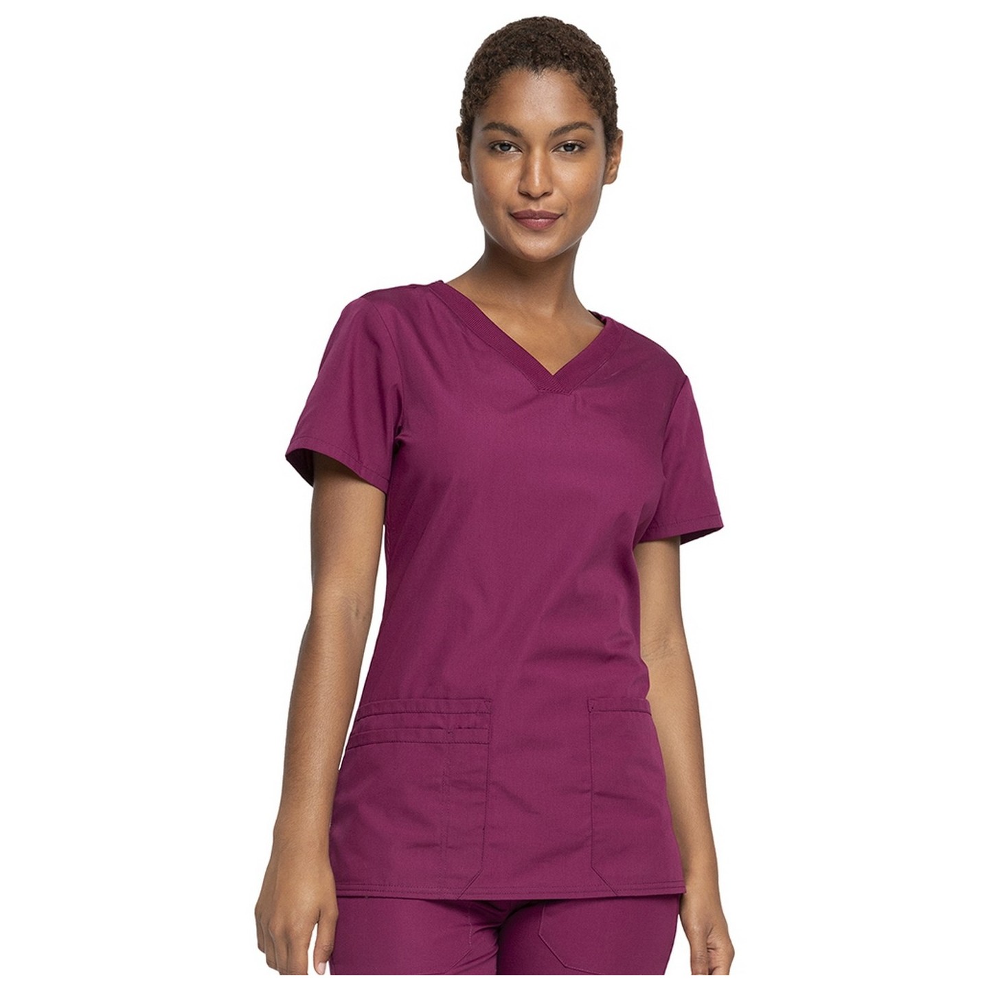 WW645 Workwear Originals V-Neck Top with Knit Panels by Cherokee