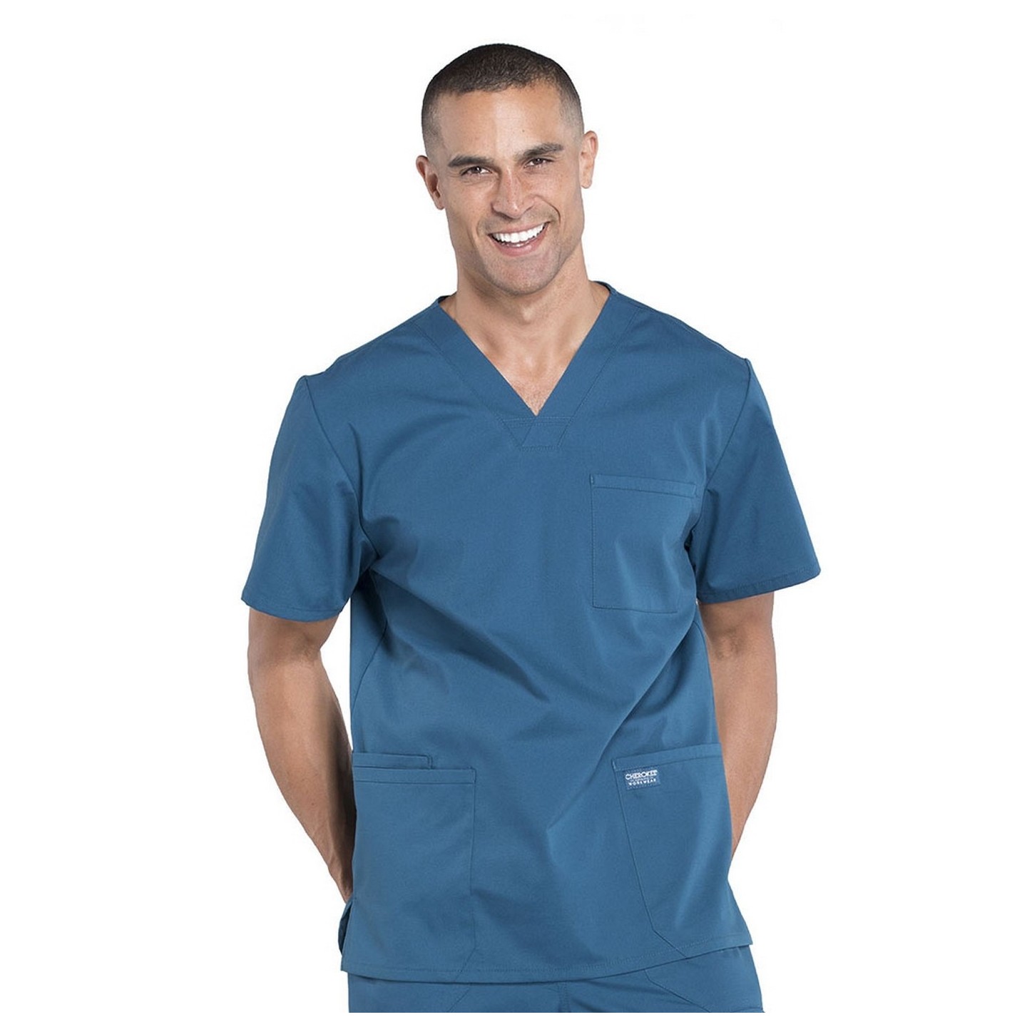 WW695 Workwear Professionals Haut à Col en V avec 4 Poches pour Hommes par Cherokee