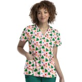 9810 Maevn Women's Printed V-Neck Top - Holiday Party