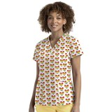 9810 Maevn Women's Printed V-Neck Top - Peace Love and Rainbows