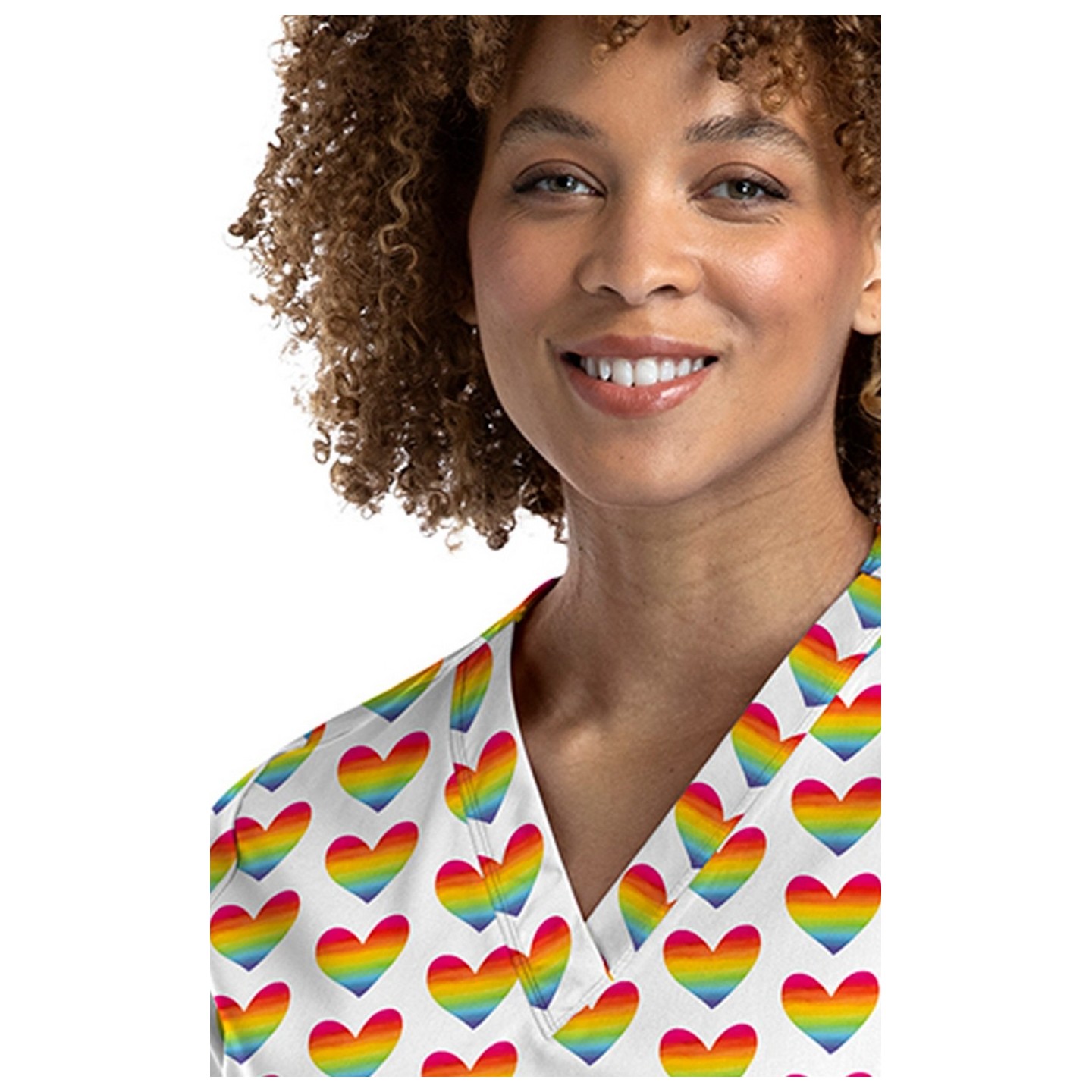 9810 Maevn Women's Printed V-Neck Top - Peace Love and Rainbows