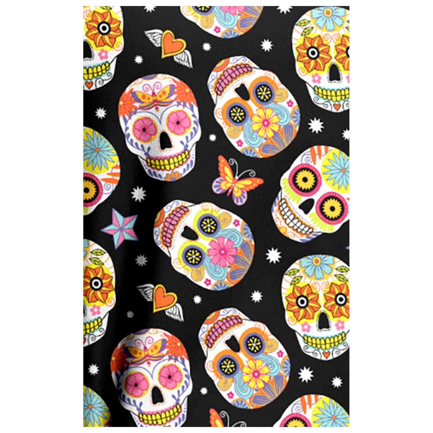 9810 Maevn Women's Printed V-Neck Top - Sugar Skull Dreams