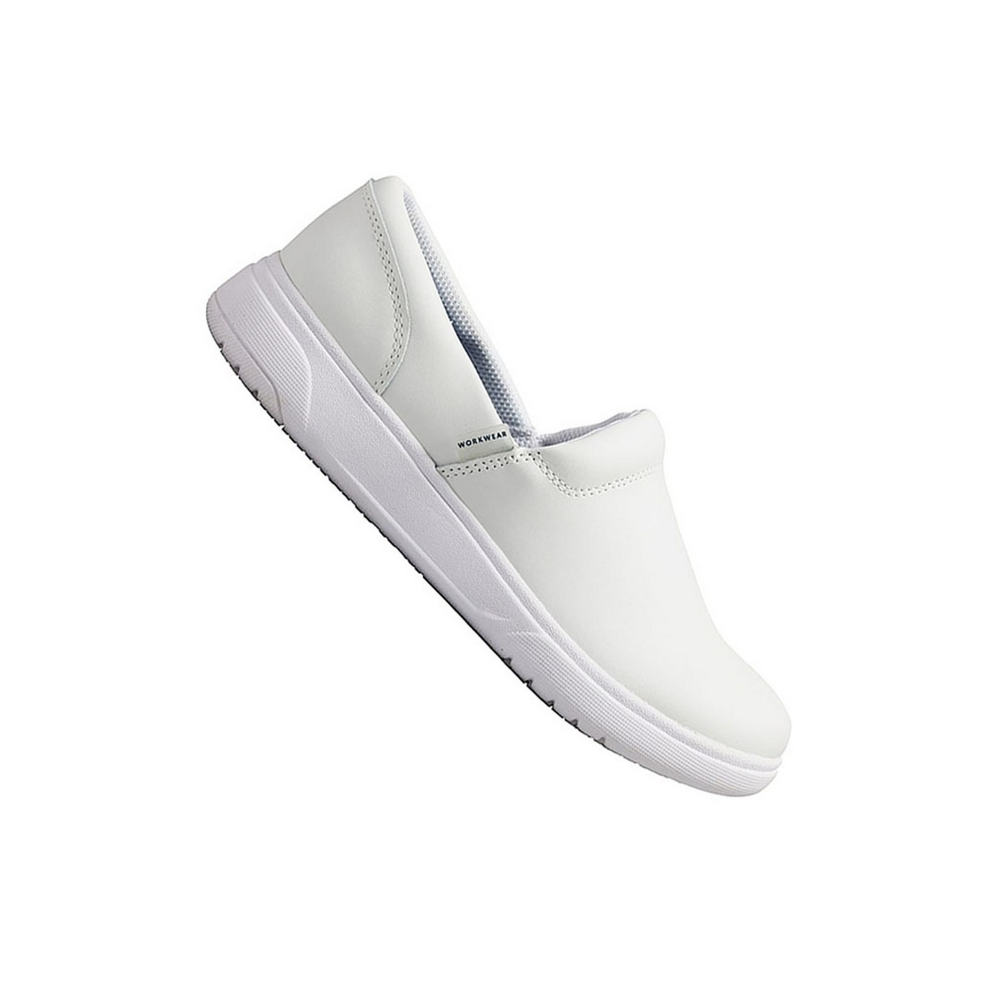 Melody White Slip Resistant Slip On Leather Shoe from Workwear Footwear by Cherokee