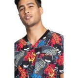 TF725 Tooniforms Men's 3 Pocket V-Neck Print Top with Rib Knit Neckband by Cherokee Uniforms - Zap