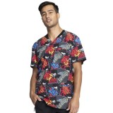 TF725 Tooniforms Men's 3 Pocket V-Neck Print Top with Rib Knit Neckband by Cherokee Uniforms - Zap