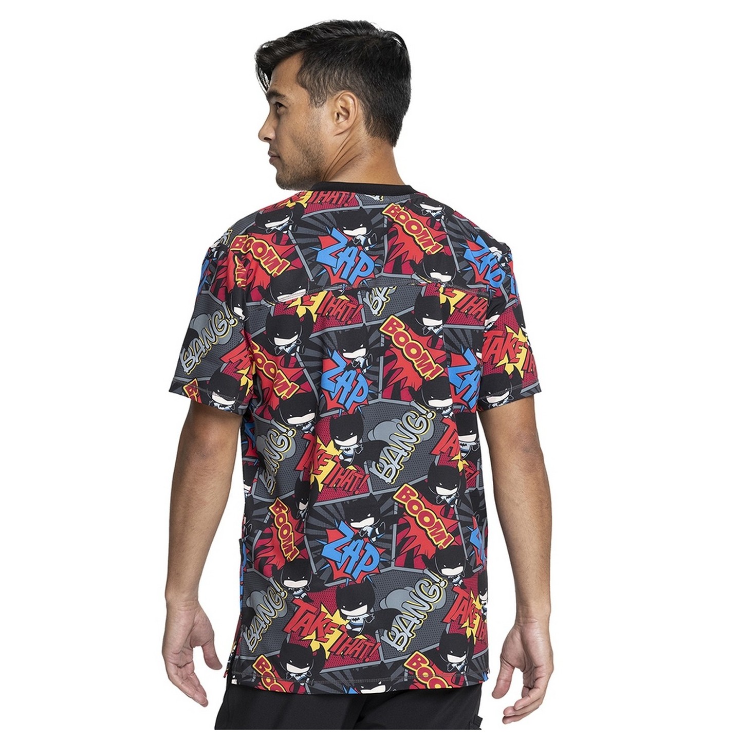 TF725 Tooniforms Men's 3 Pocket V-Neck Print Top with Rib Knit Neckband by Cherokee Uniforms - Zap