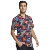 TF725 Tooniforms Men's 3 Pocket V-Neck Print Top with Rib Knit Neckband by Cherokee Uniforms - Zap