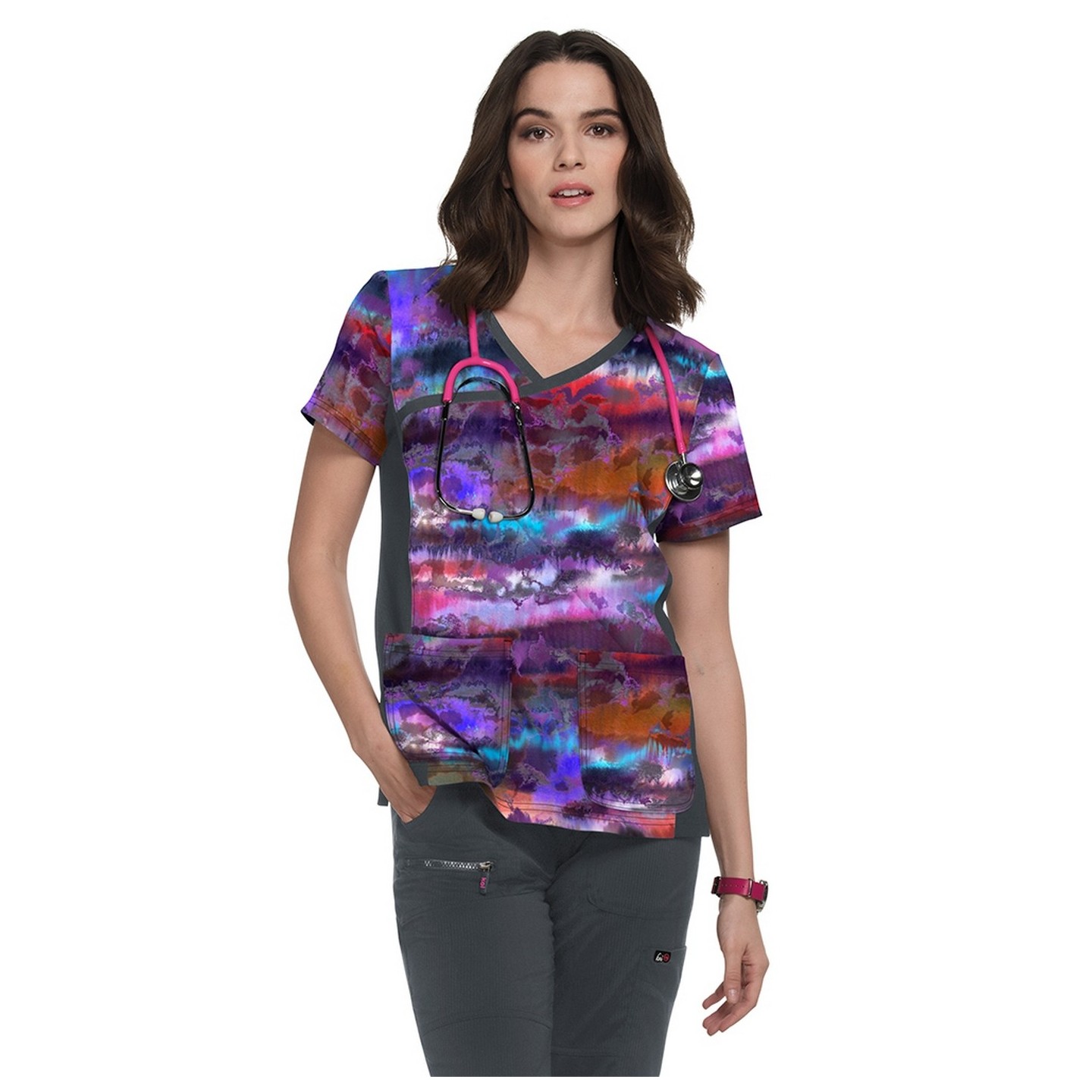 385PR koi Raquel Print Top - Smokey Hayze