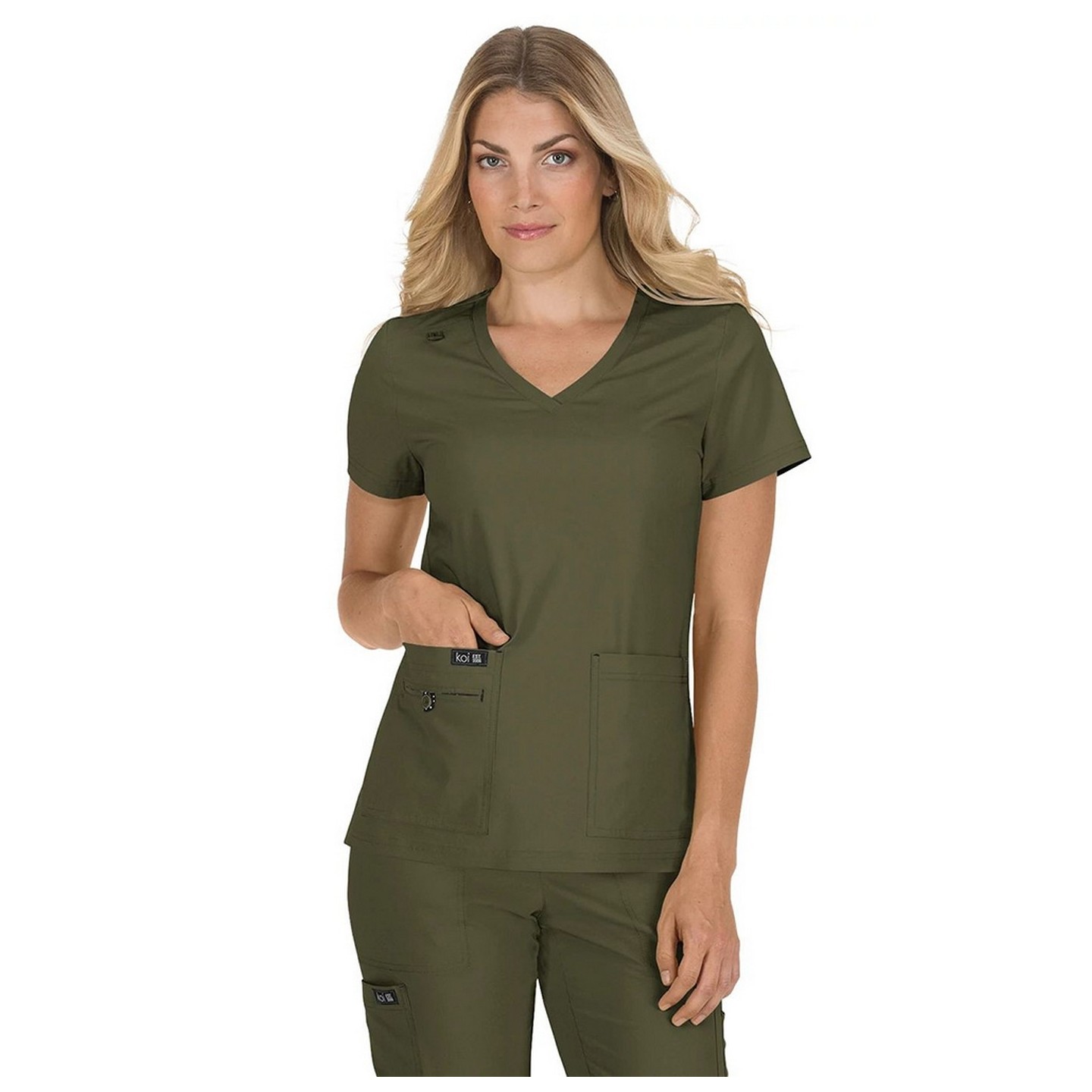 373 koi Basics Becca 4 Pocket V-Neck Top