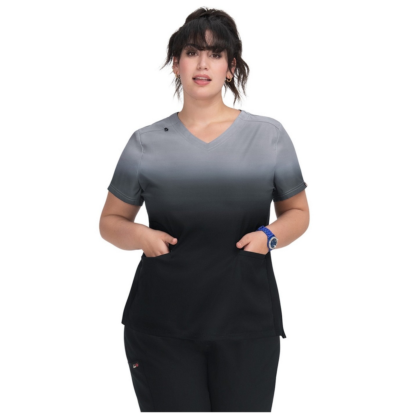 1088PLM koi Lite Reclaim Placement Haut Ombre avec Panneaux en Tricot - Platinum Grey/Black Ombre