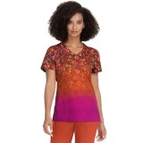 1096PLM koi Lite Meena Y-Neck Print Top - Ombre Floral