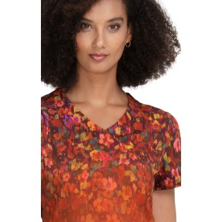 1096PLM koi Lite Meena Y-Neck Print Top - Ombre Floral