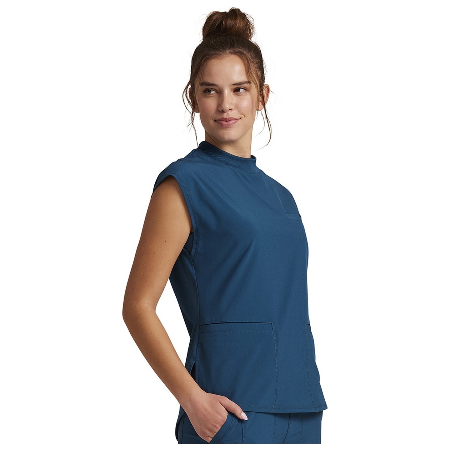 CK742 Infinity Mock Neck 4 Pocket Top with Flex Panels by Cherokee