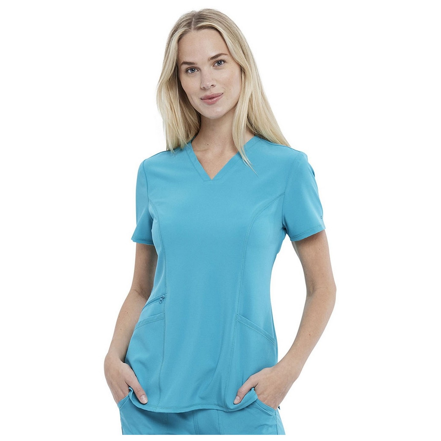CKA684 Allura Fitted V-Neck 3 Pocket Top by Cherokee