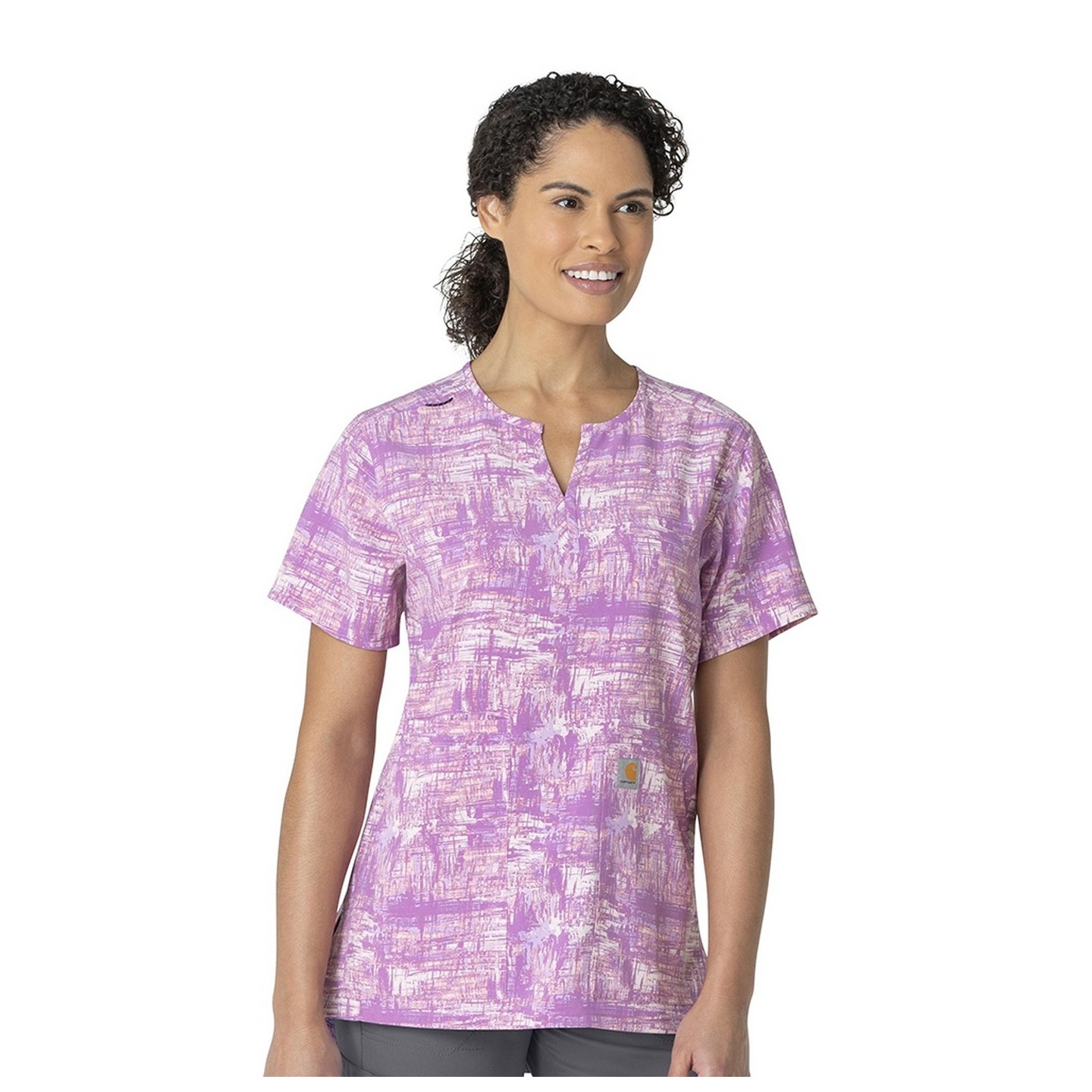 C13214 Carhartt Force Cross-Flex Women's Modern Fit Notch Neck Print Top - Hatchwork