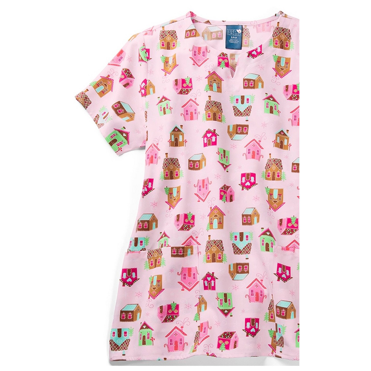 Z16213 Zoe + Chloe Haut Imprimée Encoches Cou - Snow Place Like Home