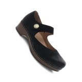 Beatrice Black Burnished Nubuck Stapled Mary Jane by Dansko