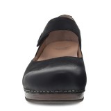 Beatrice Black Burnished Nubuck Stapled Mary Jane by Dansko