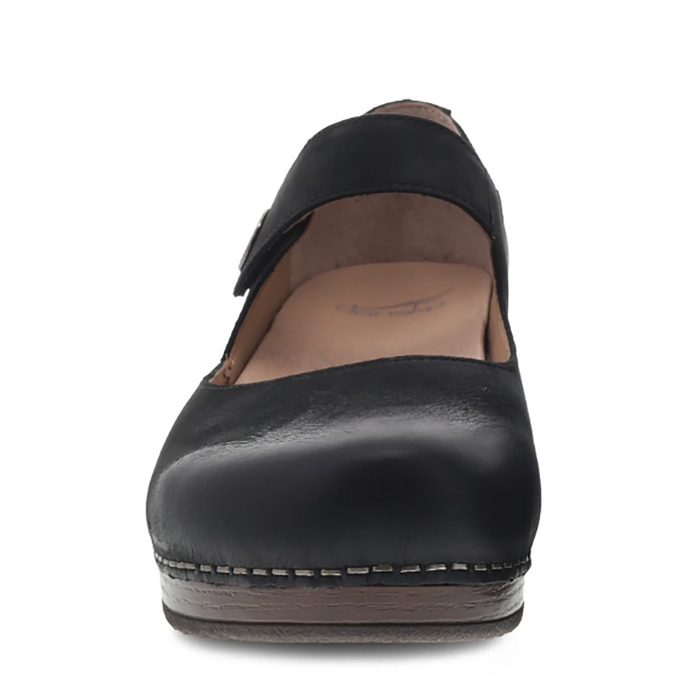 Beatrice Black Burnished Nubuck Stapled Mary Jane by Dansko