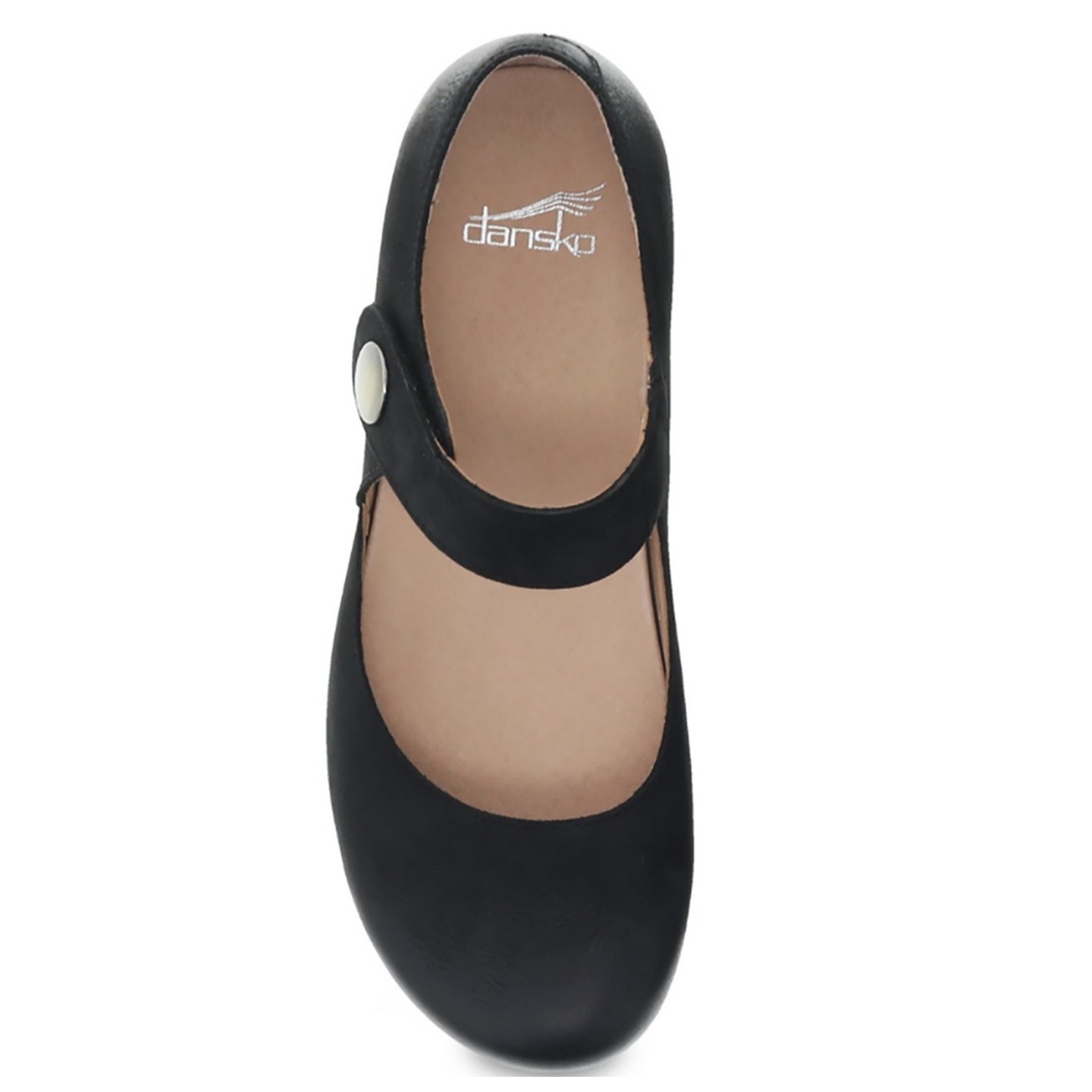 Beatrice Black Burnished Nubuck Stapled Mary Jane by Dansko