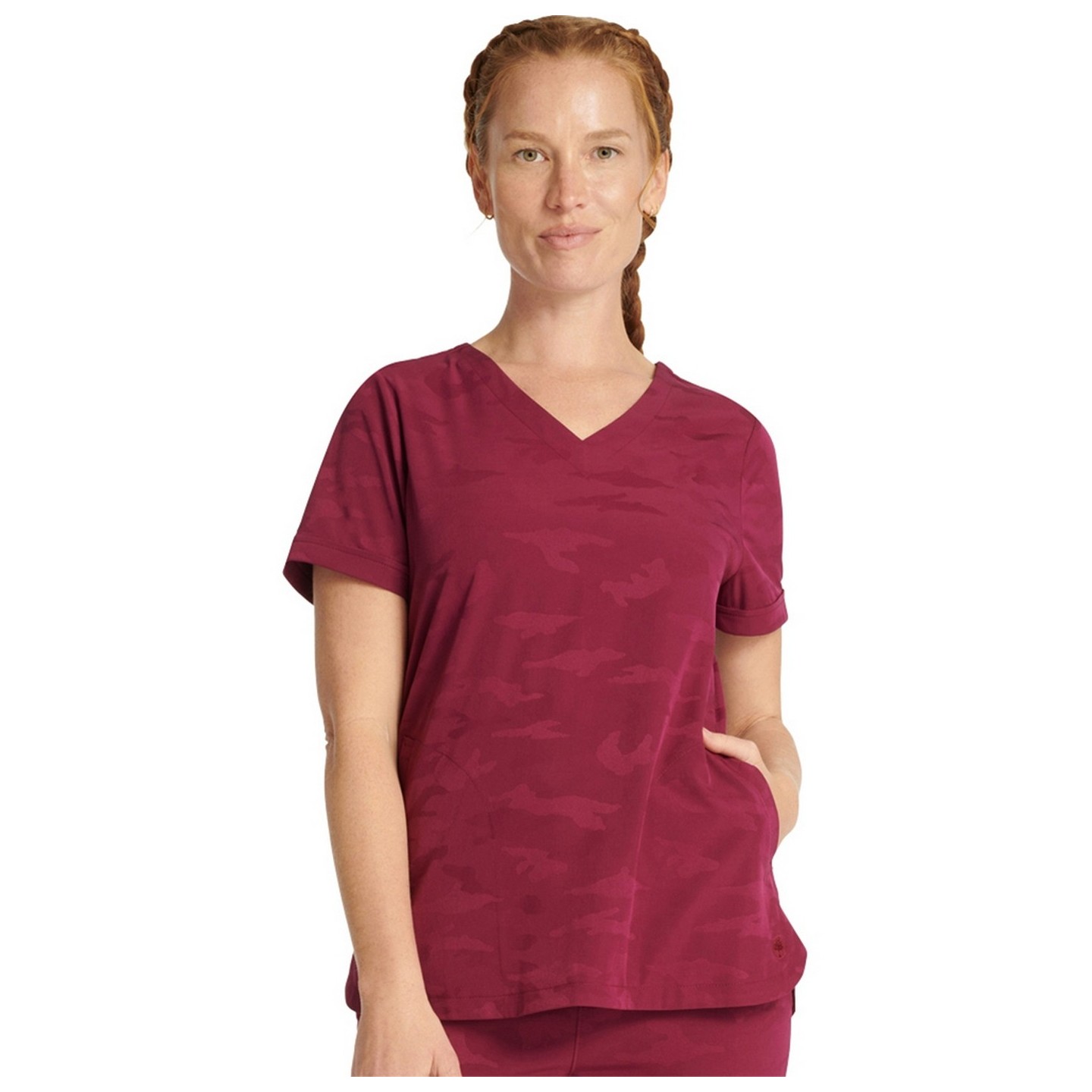 2353 Healing Hands Joy V-Neck Camo Top