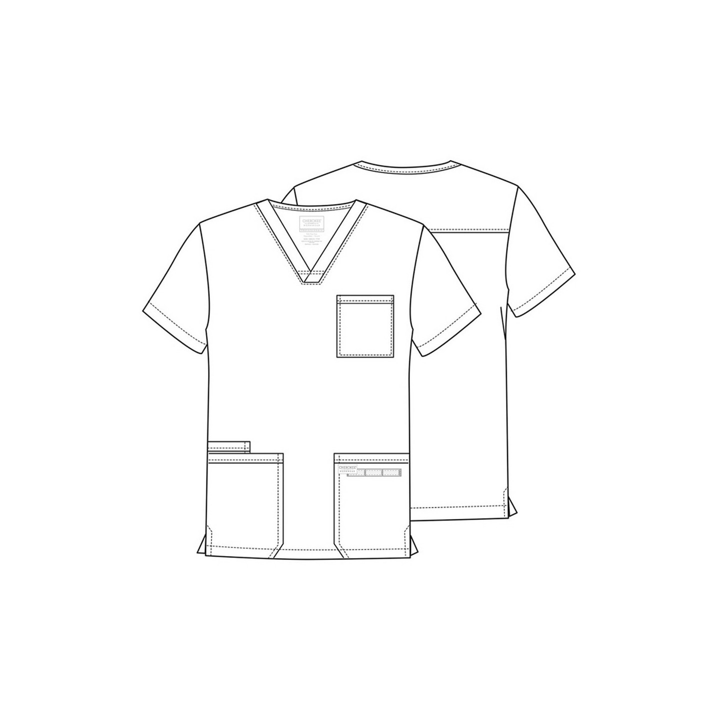 WW695 Workwear Professionals Haut à Col en V avec 4 Poches pour Hommes par Cherokee