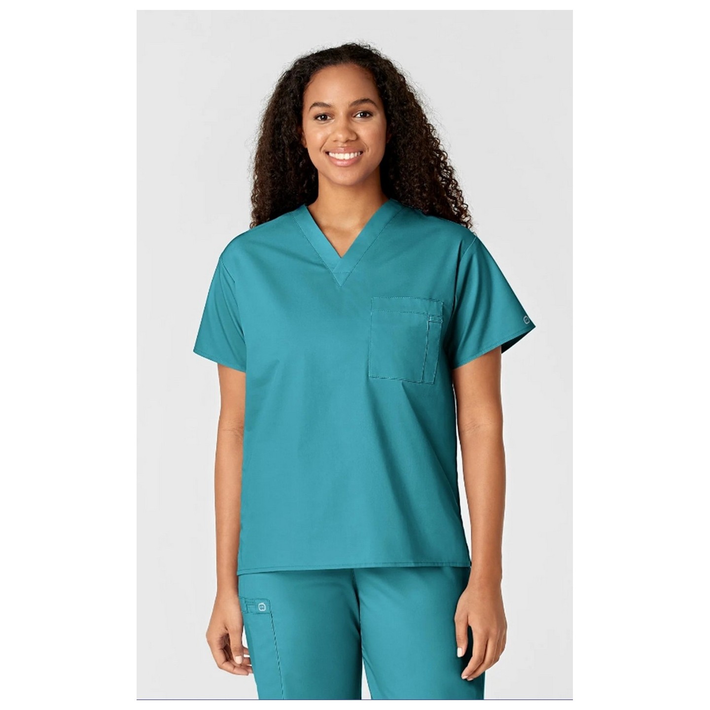 100 WonderWORK Haut à Col en V Unisexe avec 1 Poche au Poitrine