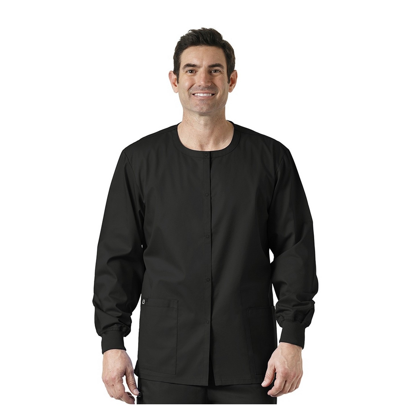 800 WonderWORK Unisex Snap Front Round Collar Jacket