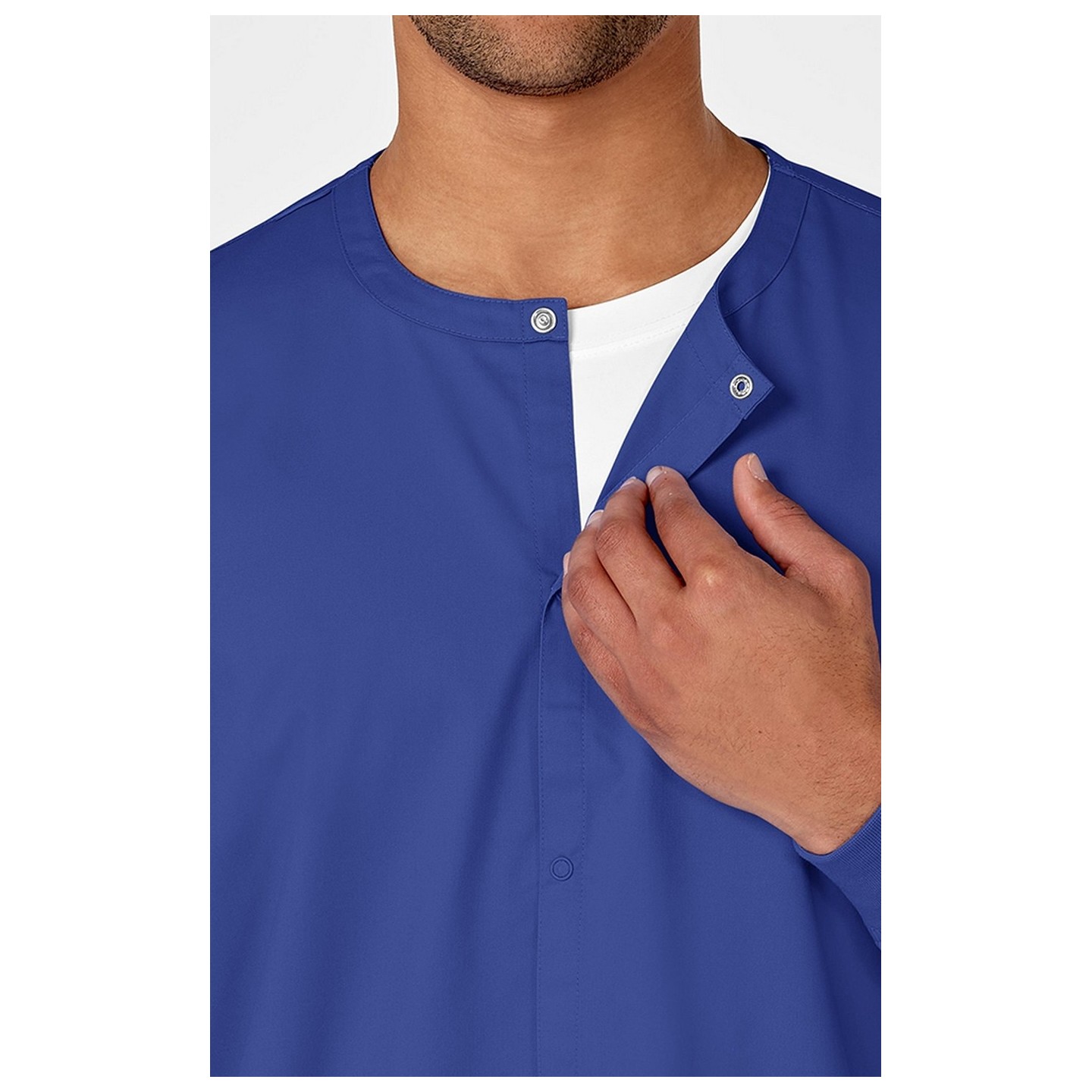 800 WonderWORK Unisex Snap Front Round Collar Jacket