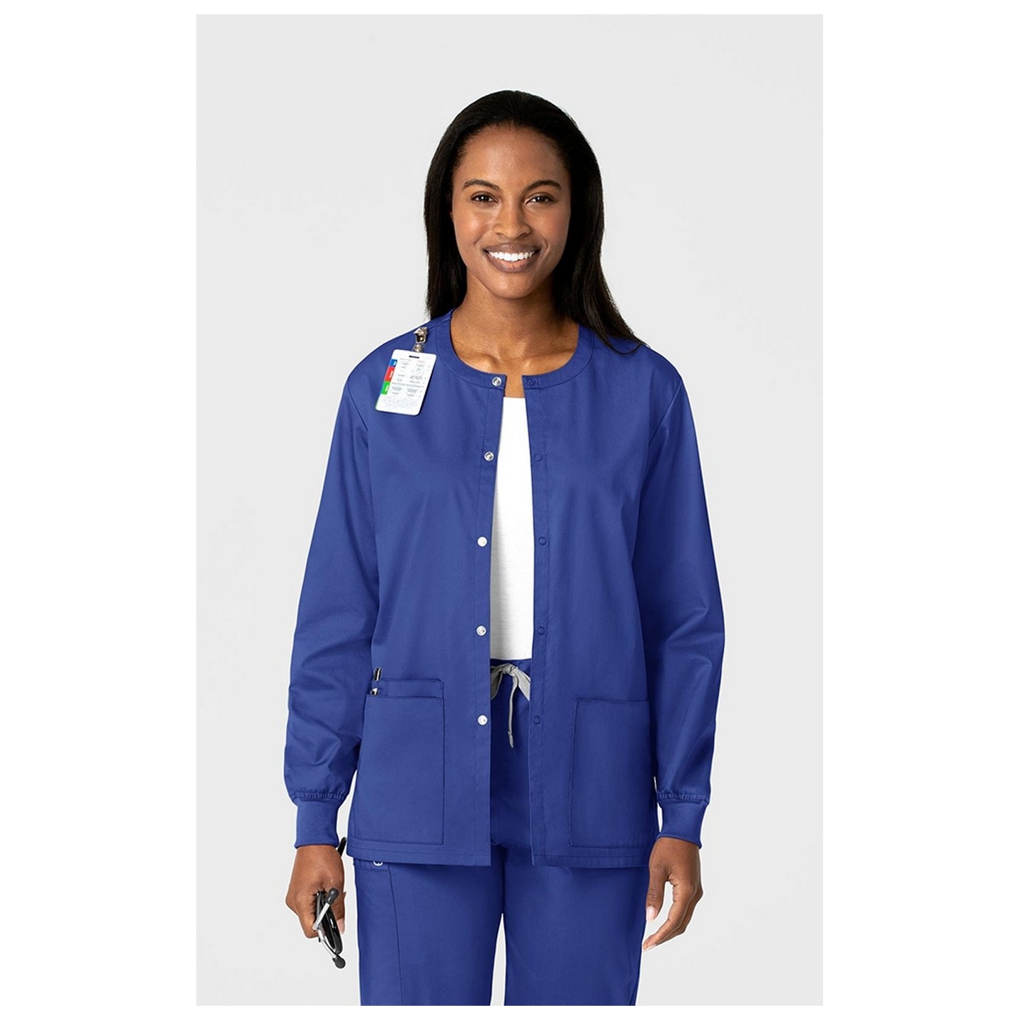 800 WonderWORK Unisex Snap Front Round Collar Jacket