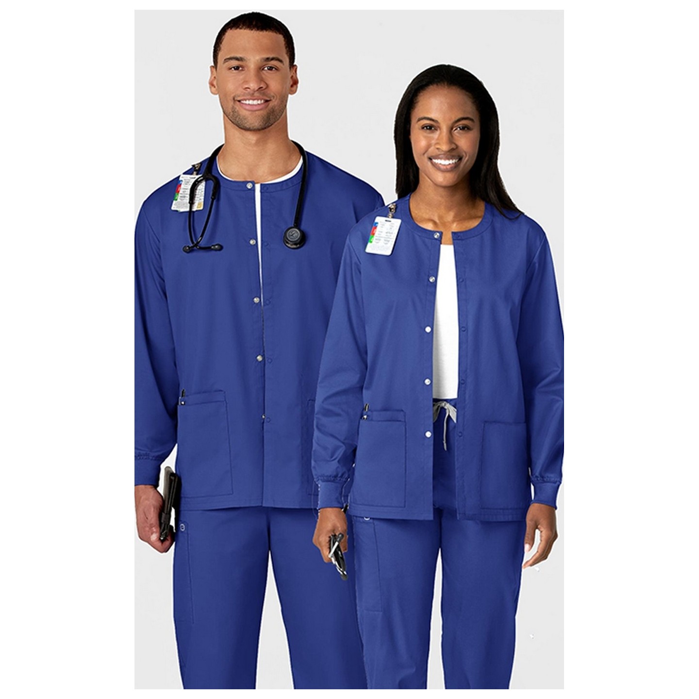 800 WonderWORK Unisex Snap Front Round Collar Jacket