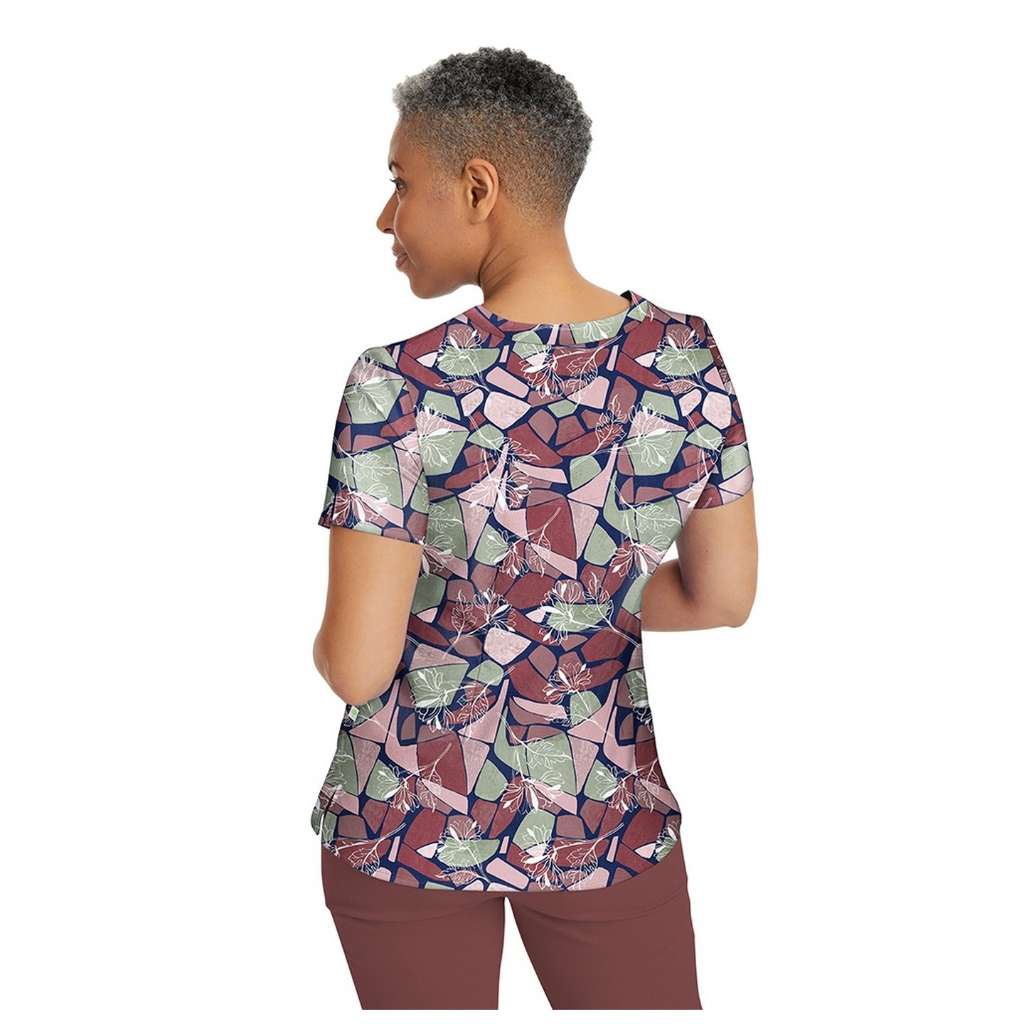 2266 Healing Hands Amanda Haut Imprimer a Col en V avec Ruban Grosgrain - Free Flow