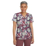 2266 Healing Hands Amanda Haut Imprimer a Col en V avec Ruban Grosgrain - Free Flow