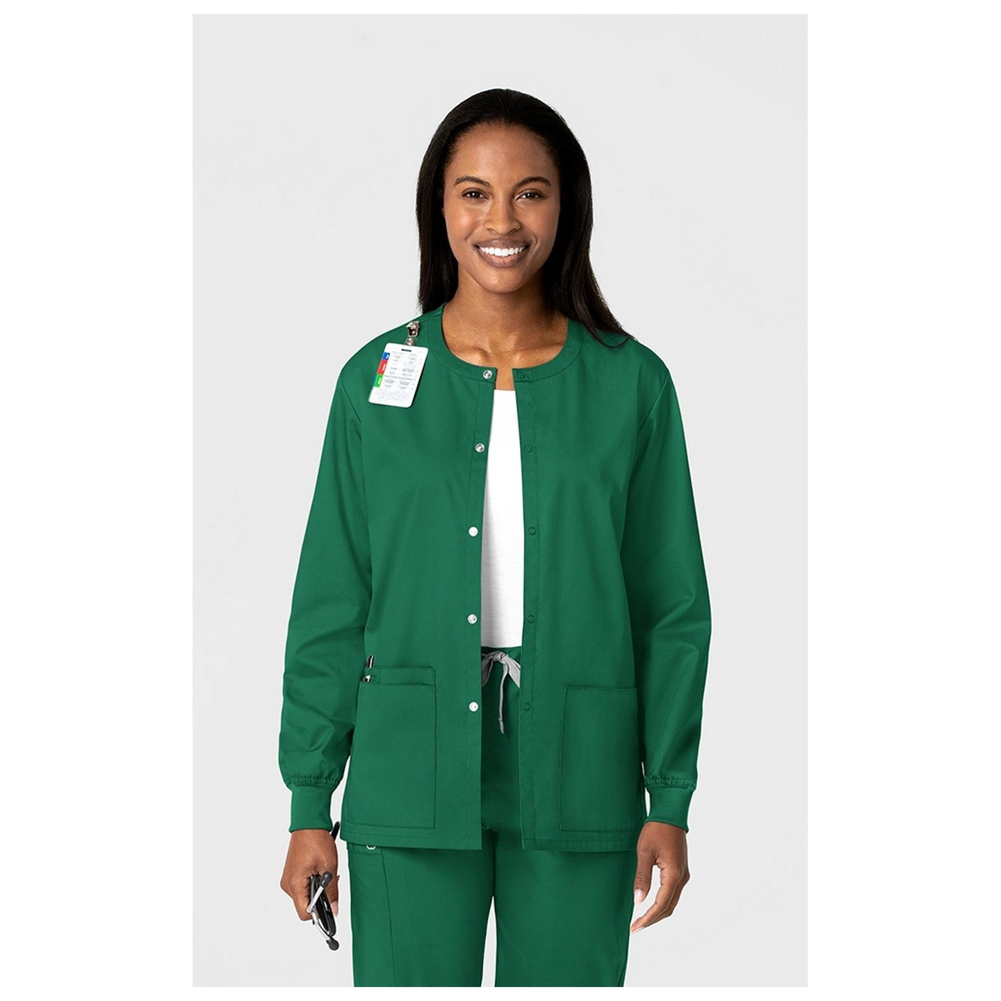 800 WonderWORK Unisex Snap Front Round Collar Jacket