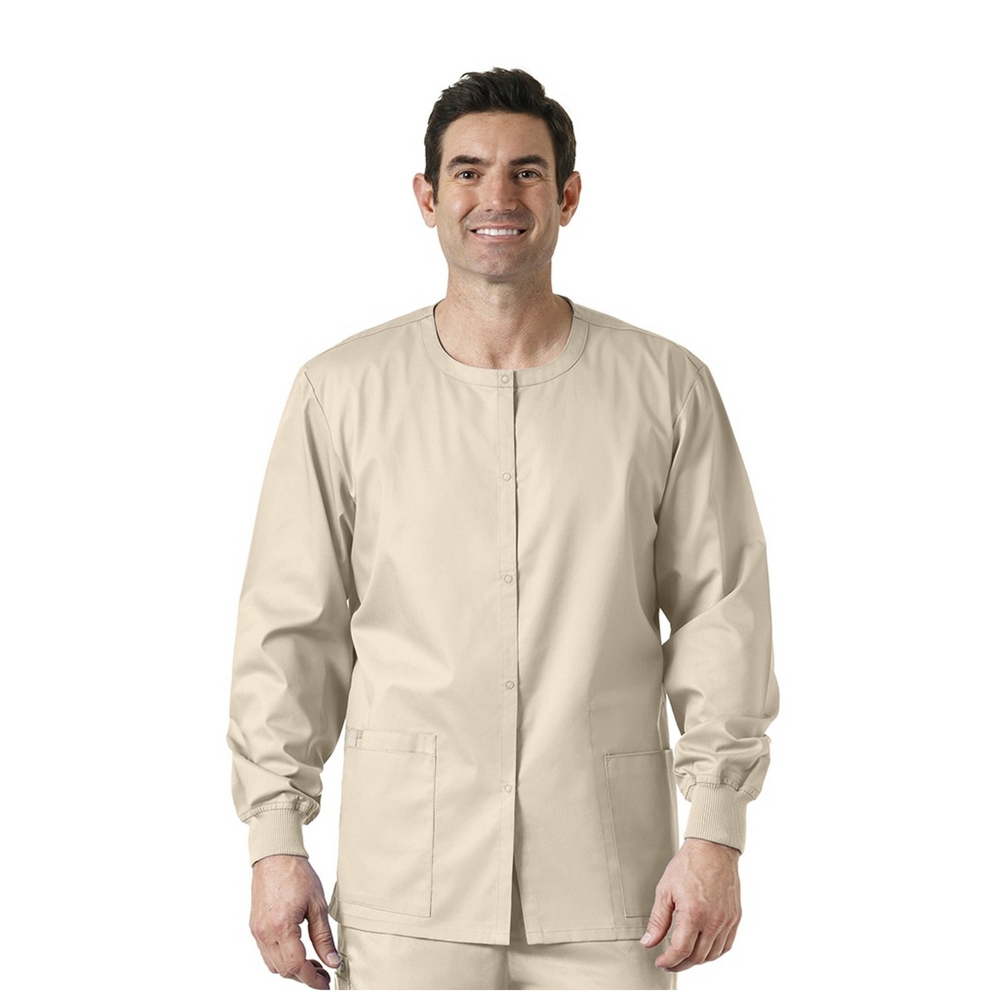 800 WonderWORK Unisex Snap Front Round Collar Jacket