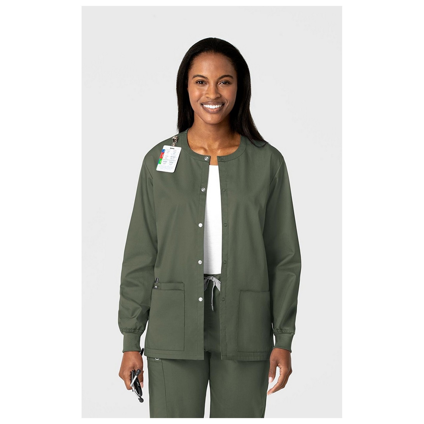 800 WonderWORK Manteau Unisexe avec Col Rond et Fermature à Pression