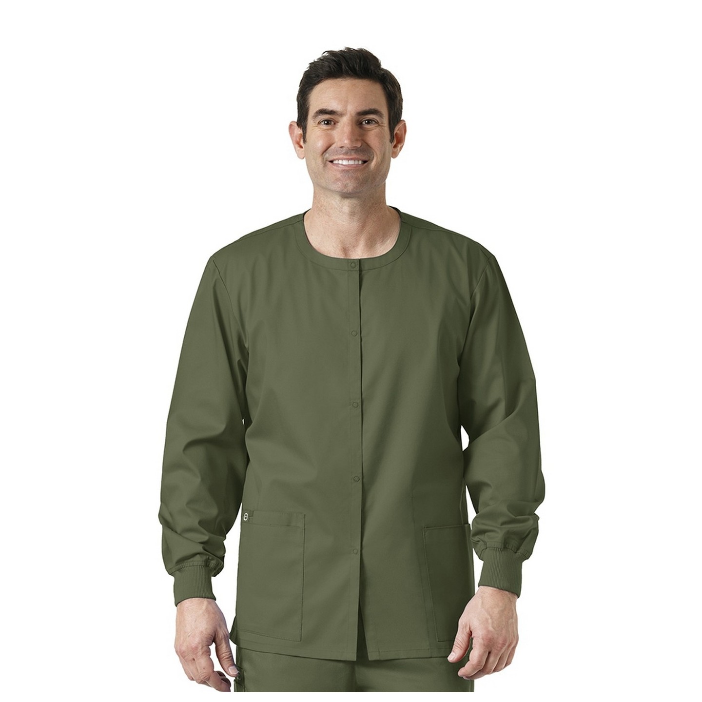 800 WonderWORK Unisex Snap Front Round Collar Jacket