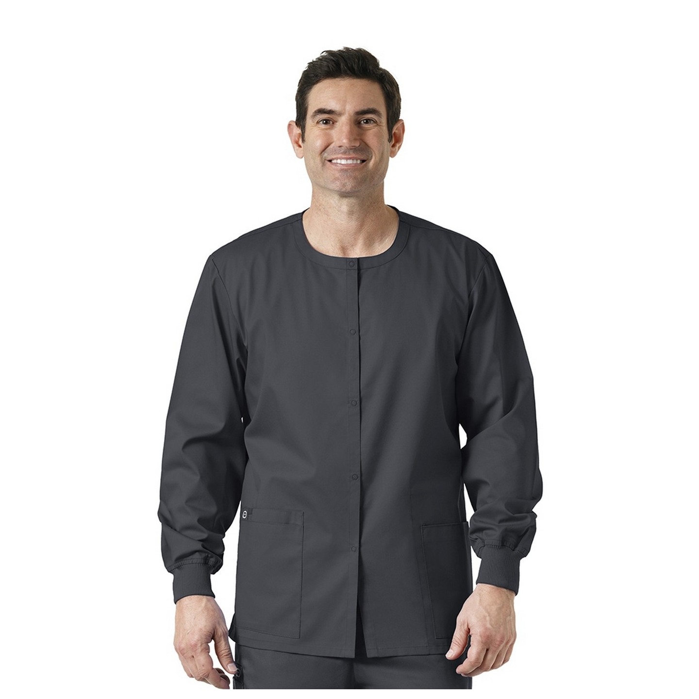 800 WonderWORK Unisex Snap Front Round Collar Jacket