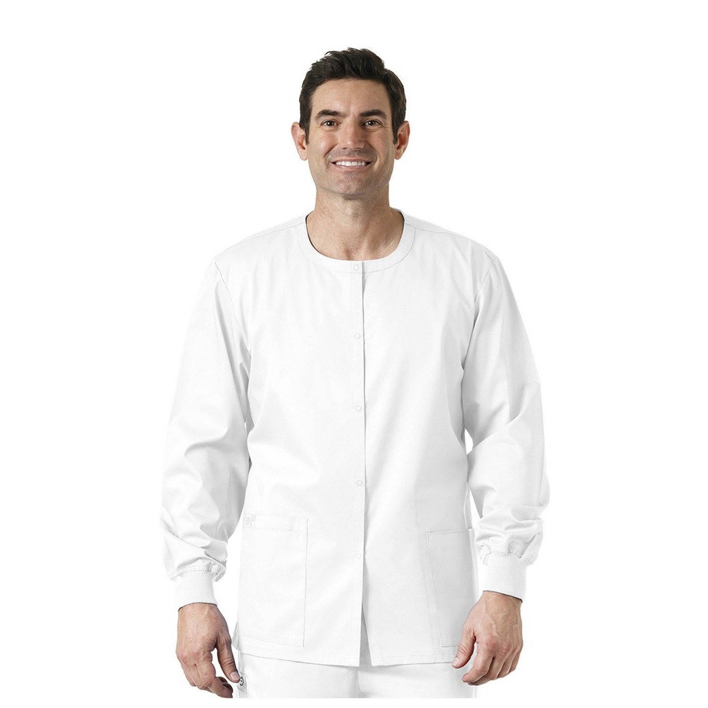 800 WonderWORK Unisex Snap Front Round Collar Jacket