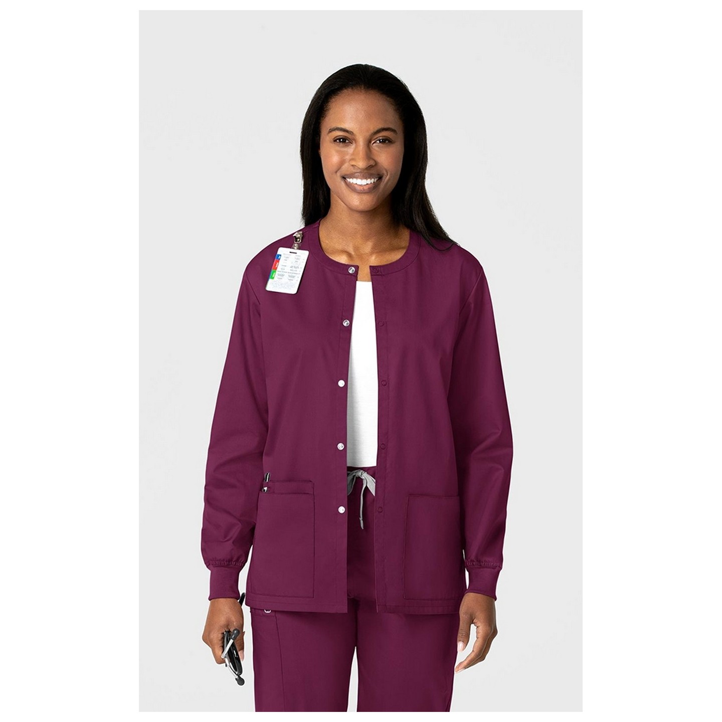 800 WonderWORK Unisex Snap Front Round Collar Jacket