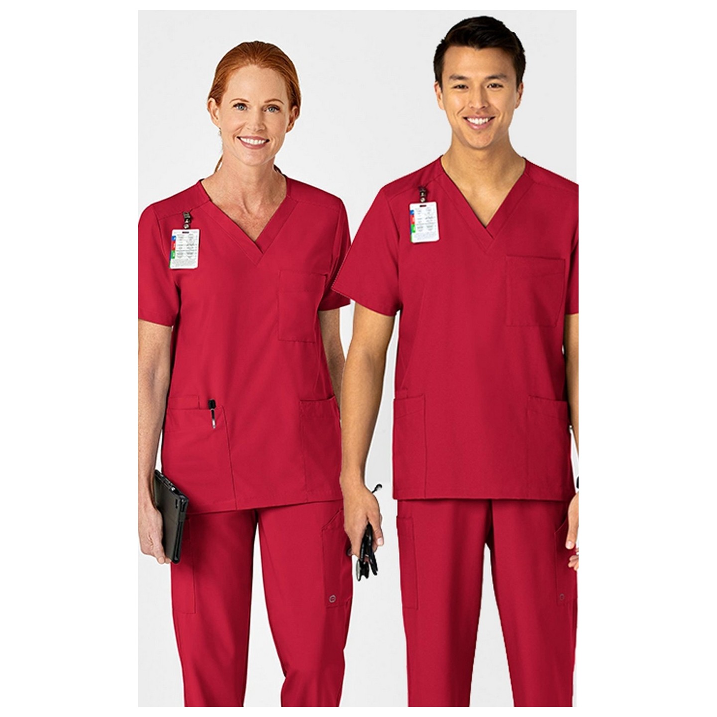 6855 W123 de WonderWink Haut Utilitaire Unisex à 4 Poches (Vue d'Homme))