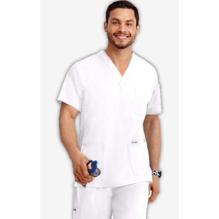 MOBB classique unisexe 3 Pocket Scrub Top (La vue de l'Homme) - White (WH)