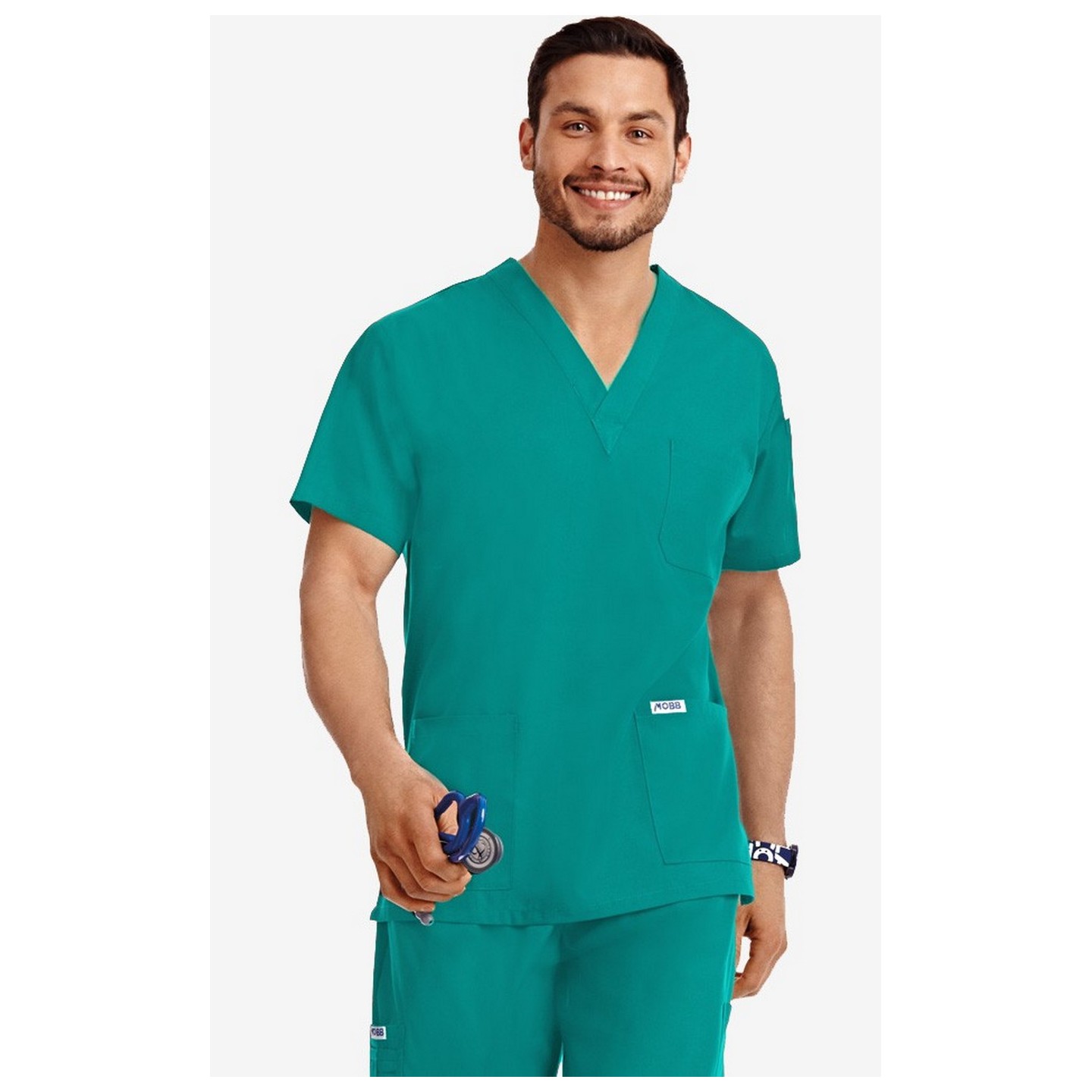 MOBB Classic Unisex 3 Pocket Scrub Top (Men's View) - Teal (TE)