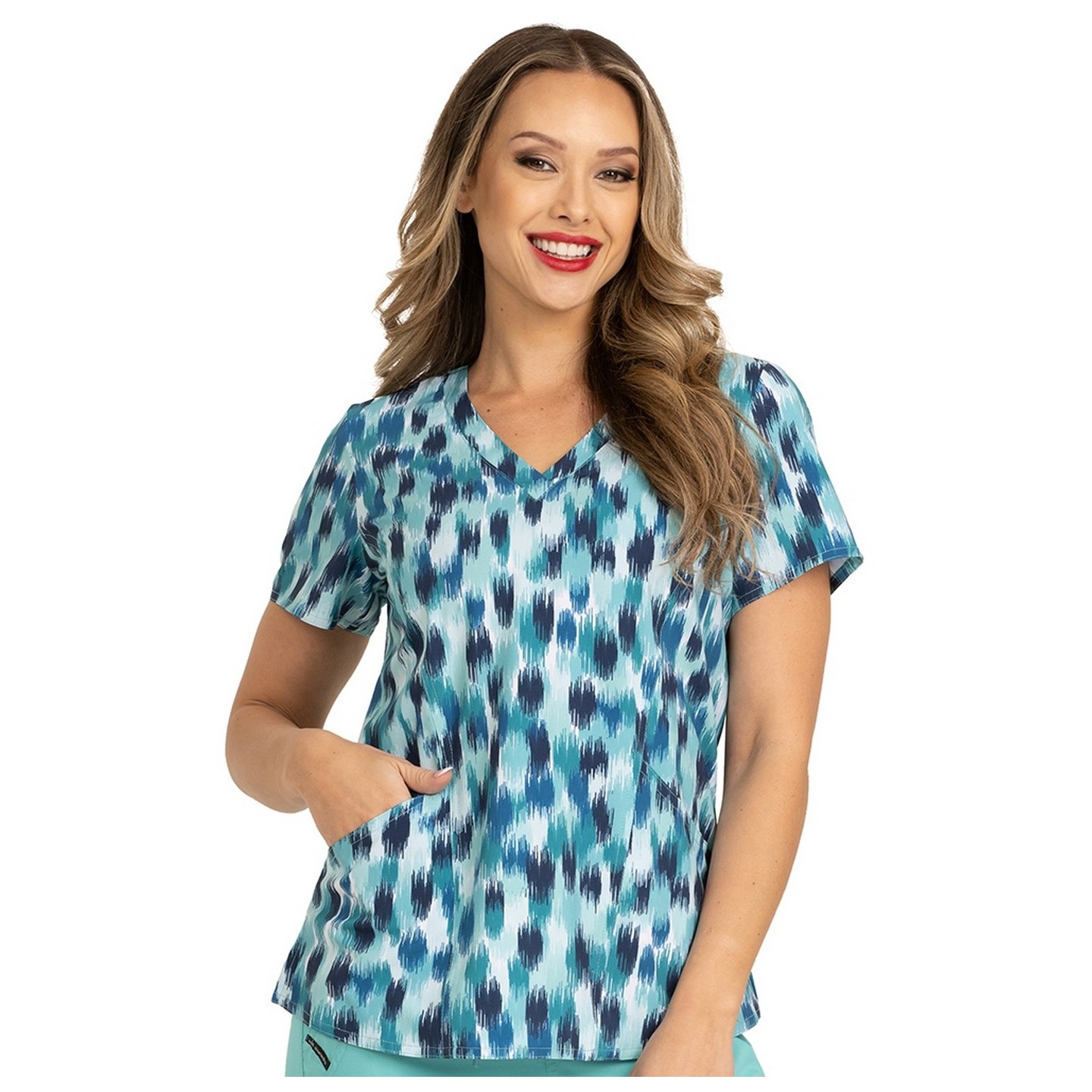1103 Zavaté Ava Therese Ava Print Scrub Top - Seafoam Oasis
