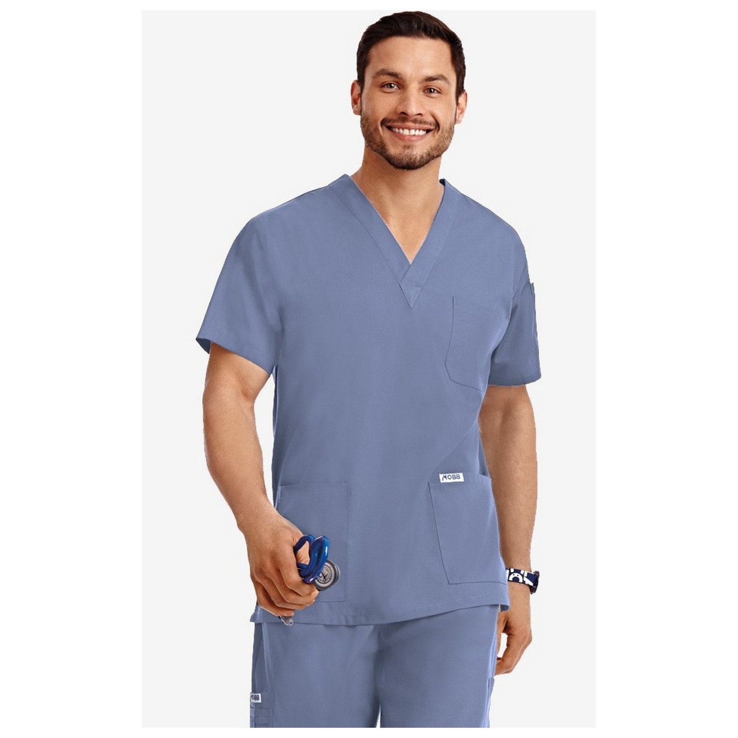 MOBB classique unisexe 3 Pocket Scrub Top (La vue de l'Homme) - Postman Blue (PS)