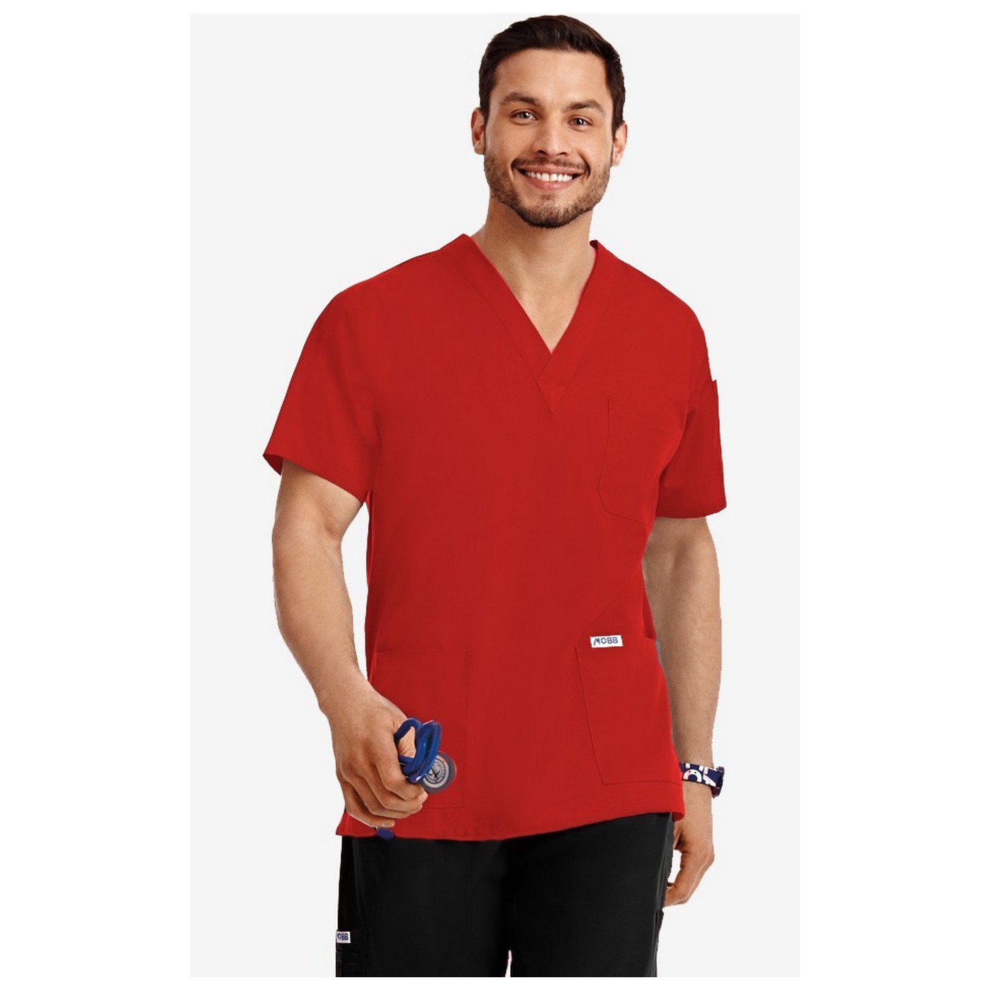 MOBB classique unisexe 3 Pocket Scrub Top (La vue de l'Homme) - Red (RE)