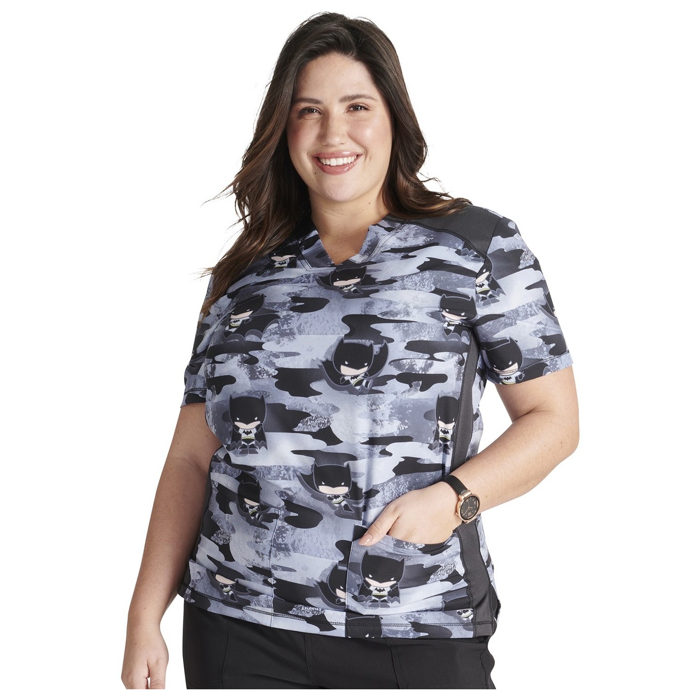 TF759 Tooniforms Unisex Print Top with Mesh Panels by Cherokee Uniforms - Cute is the Night