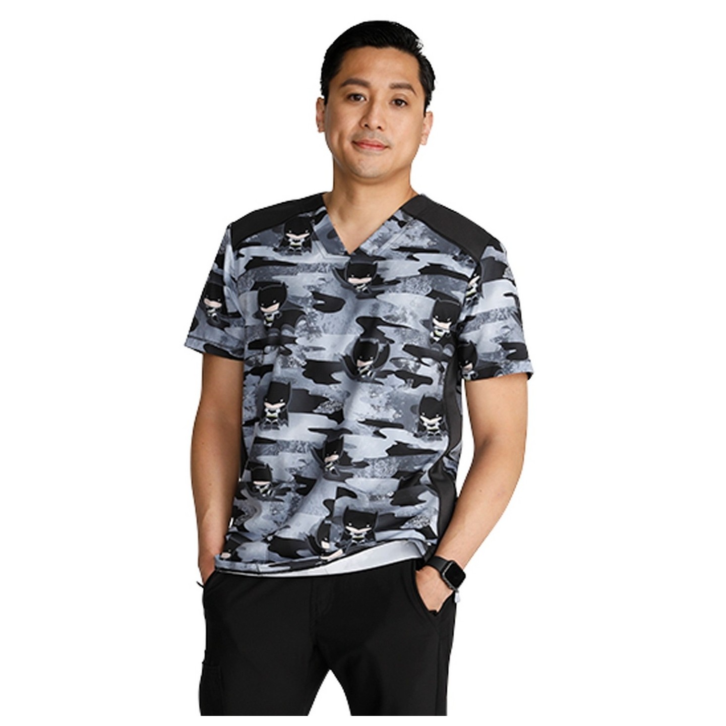 TF759 Tooniforms Unisex Print Top with Mesh Panels by Cherokee Uniforms - Cute is the Night